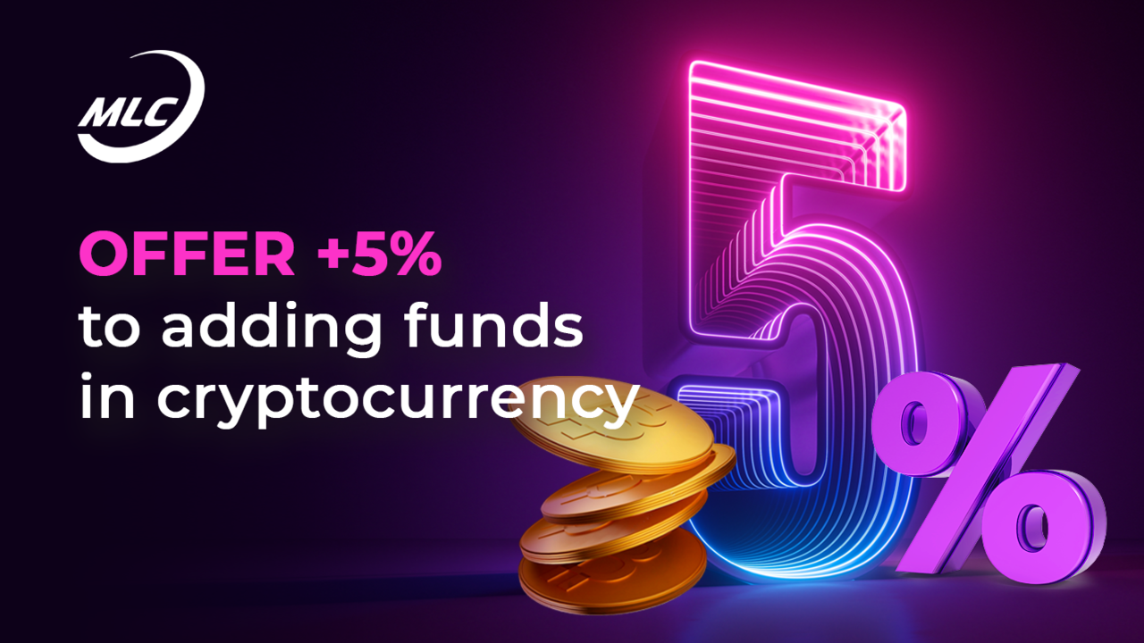 Offer +5% to adding funds in cryptocurrency