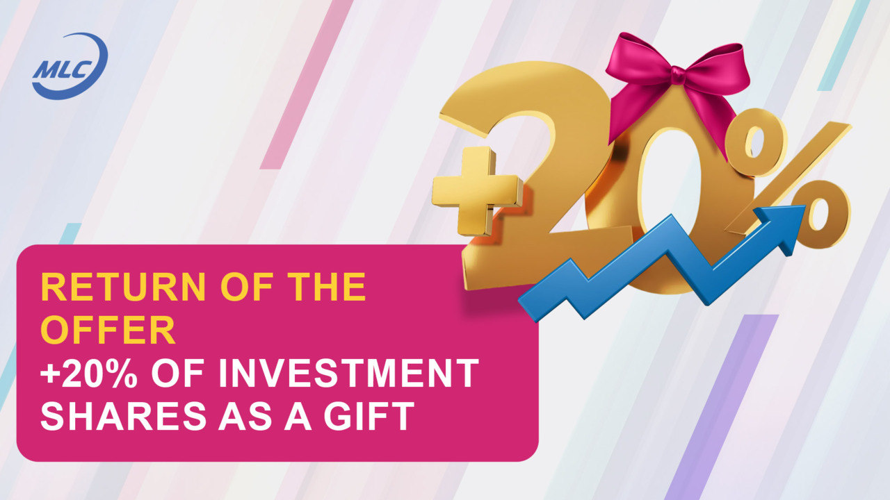 Return of the offer +20% of investment shares as a gift