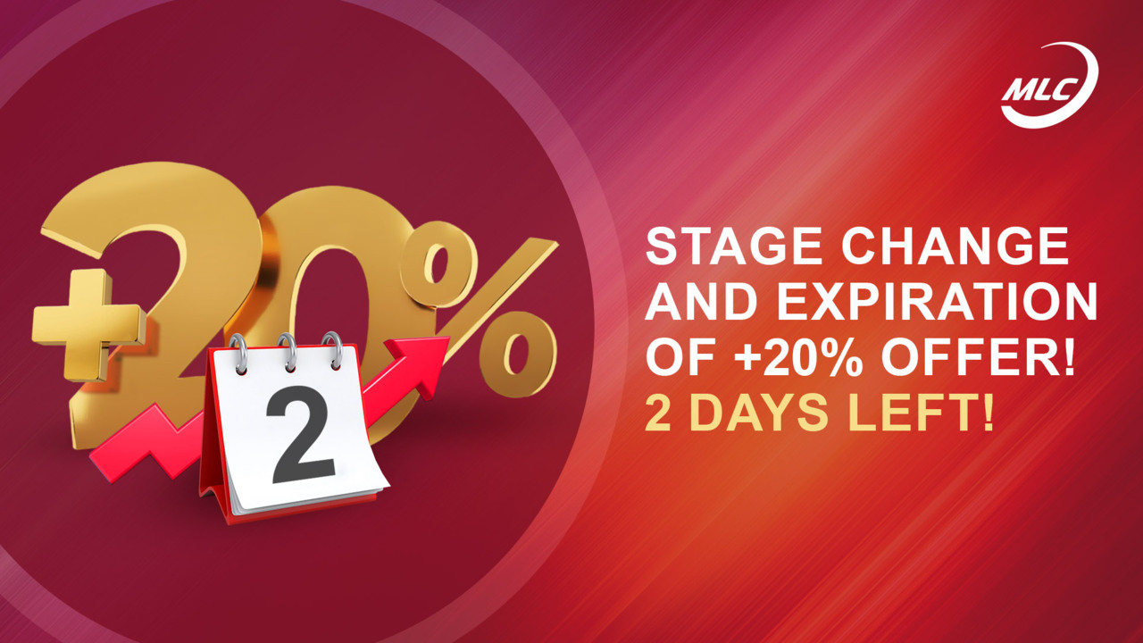 Stage change and expiration of +20% offer! 2 days left!