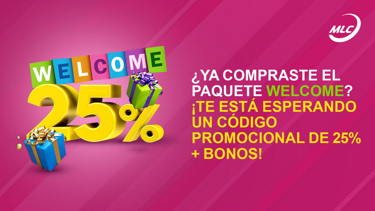 ¿Ya compraste el paquete WELCOME? ¡Te está esperando un código promocional de 25% + bonos!