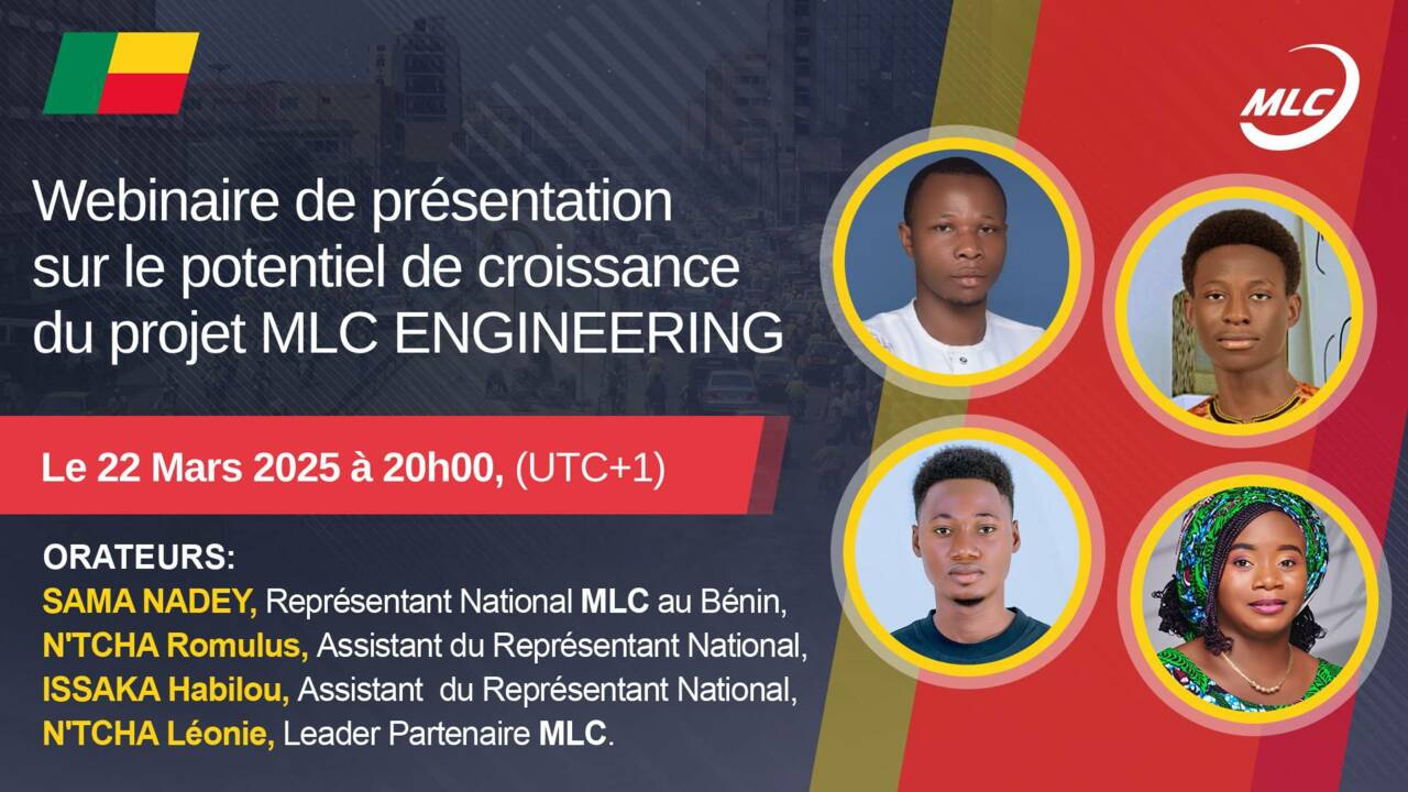 Webinaire de présentation sur le potentiel de croissance, la disponibilité du marché des innovations technologiques( les produits) du projet MLC ENGINEERING