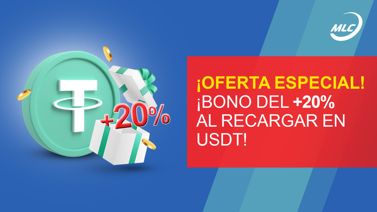 ¡Oferta especial! ¡BONO DEL +20% al recargar en USDT!