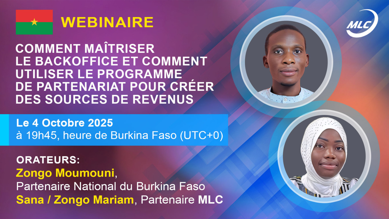 Webinaire.  Comment maîtriser le backoffice et comment utiliser le programme de partenariat pour créer des sources de revenus