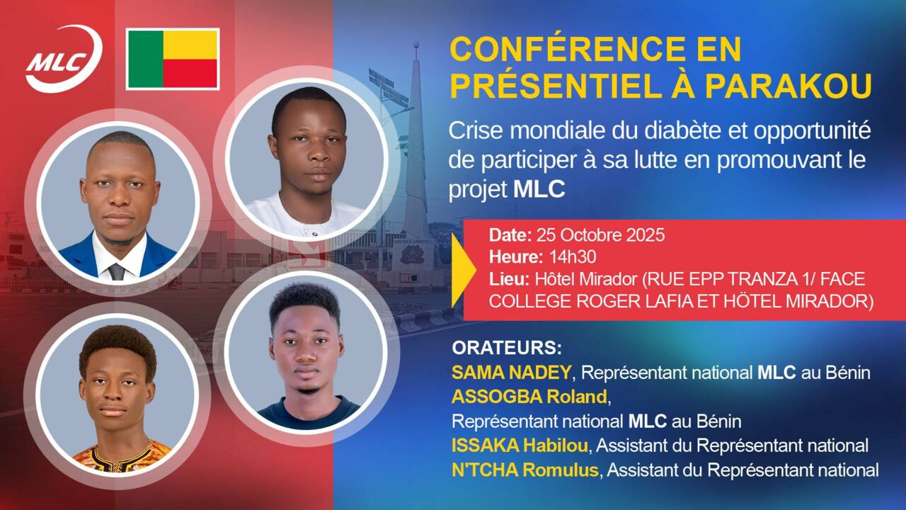 Conférence en présentiel à PARAKOU Crise mondiale du diabète et opportunité de participer à sa lutte en promouvant le projet MLC