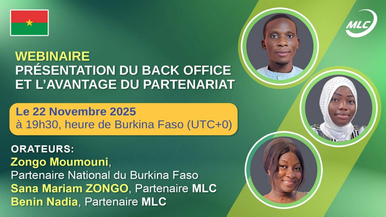 Webinaire . Présentation du Back office et l’avantage du partenariat