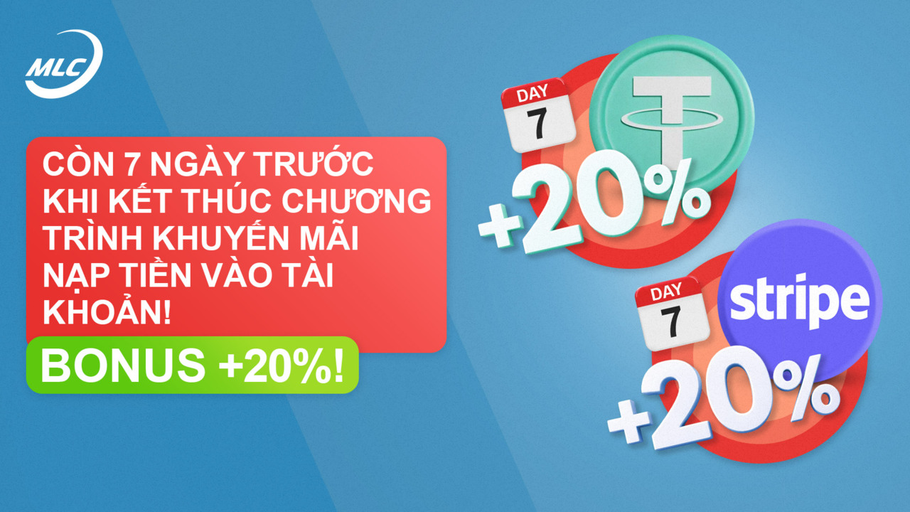 Còn 7 ngày trước khi kết thúc chương trình khuyến mãi nạp tiền vào tài khoản! Bonus +20%!