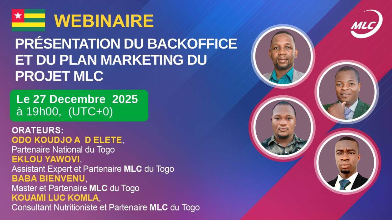 Webinaire de présentation du backoffice et du plan marketing du projet MLC
