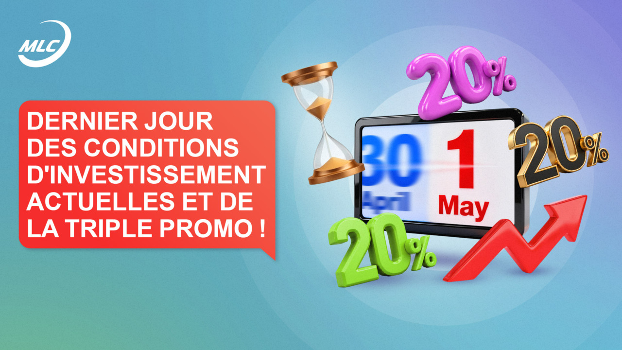 Dernier jour des conditions d'investissement actuelles et de la Triple promo !